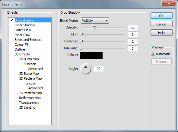 Drop Shadow Layer Effect in PhotoPlus