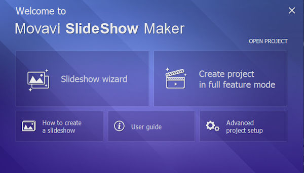 Movavi Slideshow Maker - Create a new project in wizard or full featured mode