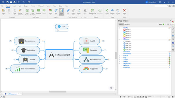 MindManager Mindmapping view