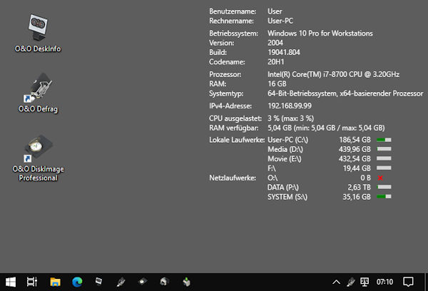 O&O DeskInfo - System Information on your desktop