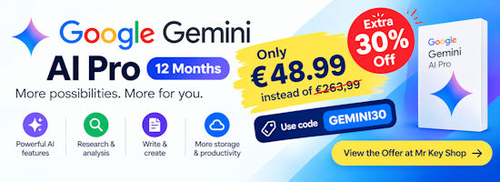 Google Gemini AI Pro Abo 12 Monate Banner EN
