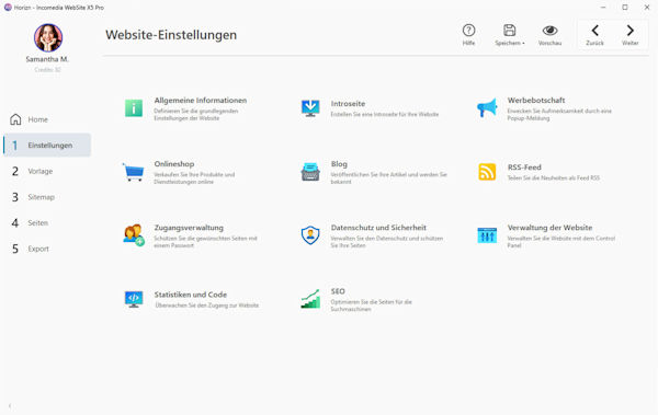 WebSite X5 Pro Website Einstellungen